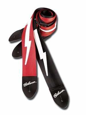 GIBSON ASGSBL-10 LIGHTNING BOLT STYLE 2` SAFETY STRAP - JET BLACK