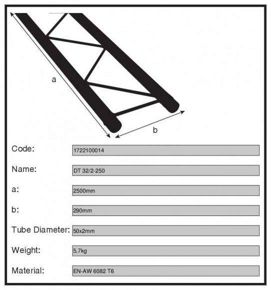 Dura Truss DT 32-250 straight Dura Truss DT 32-250 straight