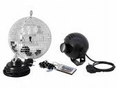 EUROLITE Mirror Ball Set 20cm with LED RGB Spot RC