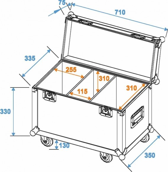 ROADINGER Flightcase 2x TMH-30/40/60 wheels