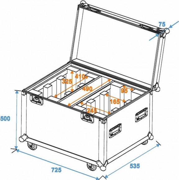 ROADINGER Flightcase 2x Wave