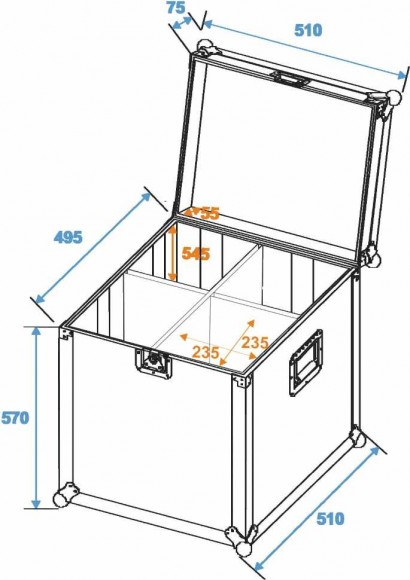 ROADINGER Flightcase 4x PAR-64 Spot long Clamp