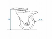 ROADINGER Swivel Castor 75mm grey with brake