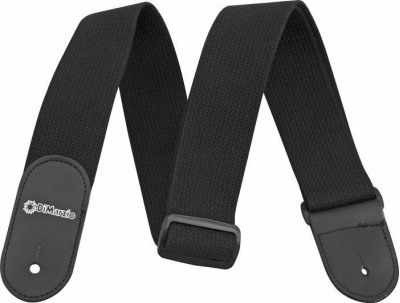 DIMARZIO 2 INCH WOVEN COTTON STRAP W/LEATHER ENDS BLACK DD3100CBK