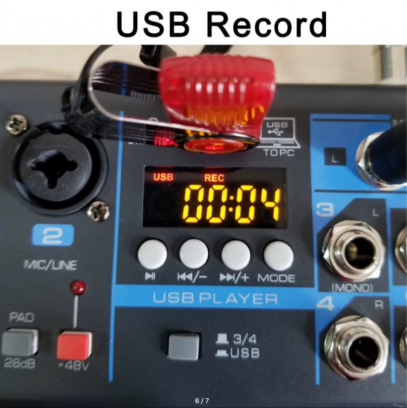 LOMEHO AM-04 Микшерный пульт 4-канальный Bluetooth USB