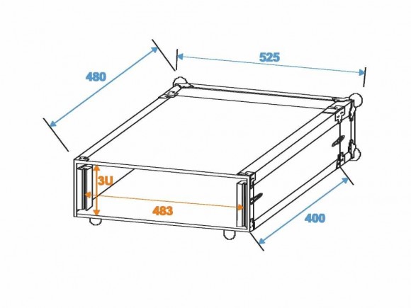 ROADINGER Effect Rack CO DD, 3U, 40cm deep, silver