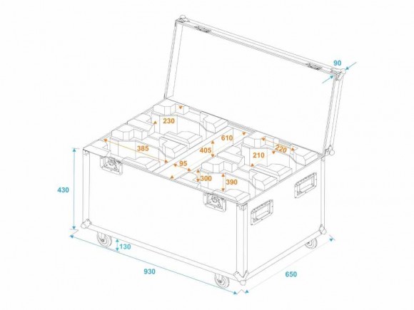 ROADINGER Flightcase 4x TMH-X5 with Wheels