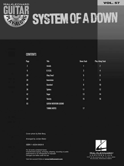 HAL LEONARD 699751 SYSTEM OF A DOWN